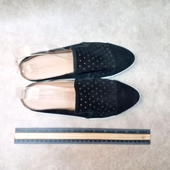 BCBGeneration Womens Yerra Size 8.5 Black Leather Slip On Perforated Loafer Mu - Picture 7 of 10